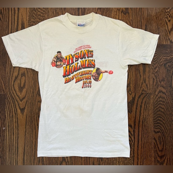 RARE Vintage 80s Mike Tyson Larry Holmes Trump Plaza Single Stitch Graphic Shirt - Picture 3 of 15